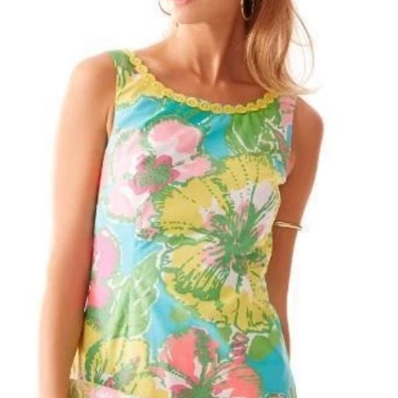 Lilly Pulitzer DELIA Shift Dress SHORELY Blue Big Flirt Pink Green Blue size 8 - Picture 2 of 16